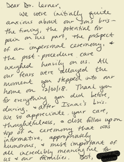 Patient note for bris